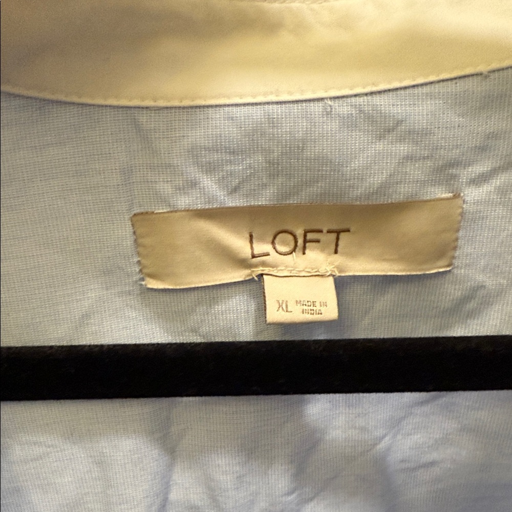 Loft Blue and White Button-Up Shirt with Sequins - Picture 3 of 5